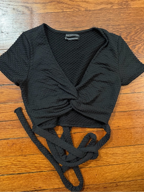 Urban Outfitters Tops - Urban Outfitters Black Twist-Front Wrap Crop Top